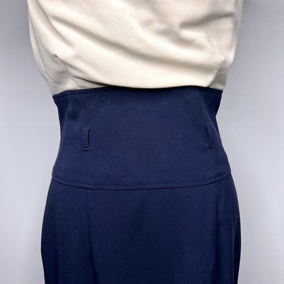 Calvin Klein Sheath Dress Size 6 Color Block Stretch Asymmetrical Neckline - Picture 3 of 12